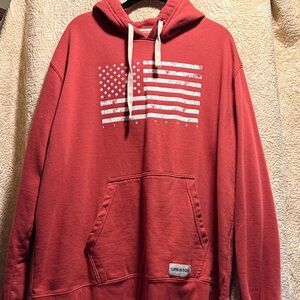Life Is Good Men's Red Hoodie with Flag Design